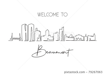 One continuous line drawing Beaumont city Stock Illustration