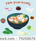 Tom yum kung and ingredients vector illustration. 79268678
