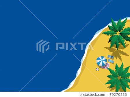Next to the vector illustration of the sea and sandy beach seen from above 79270333