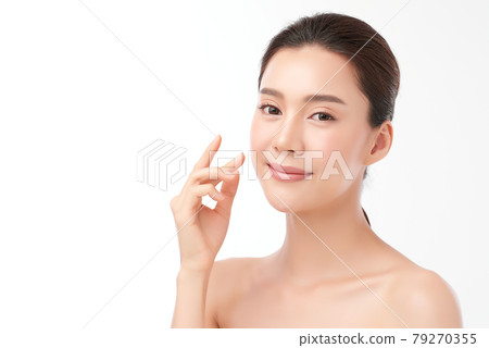 Beautiful young asian woman with clean fresh skin on white background, Face care, Facial treatment, Beautiful young asian woman with clean fresh skin on white background, Face care, Facial treatment, 79270355
