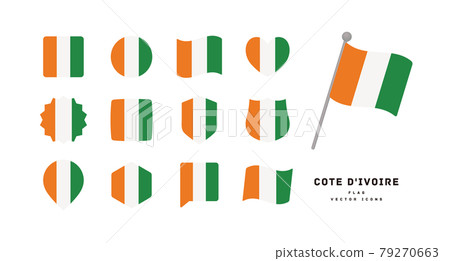 Flag of Ivory Coast Icon set in various shapes Vector illustration 79270663