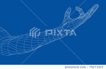 Hand hold some tiny or thin object. Vector 79271925