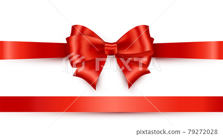 Shiny color satin ribbon on white background 79272028
