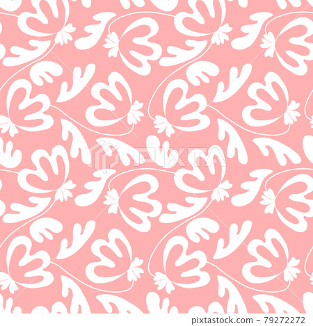 Seamless floral pattern based on traditional folk art ornaments. Modern flowers on color background. Scandinavian style. Sweden nordic style. Vector illustration. Simple minimalistic pattern 79272272