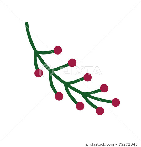 A sprig with red berries . Vector illustration A sprig with red berries . Vector illustration 79272345