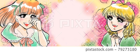 70's girl cartoon beautiful girl wearing vertical rolls and ribbons celebrating youth color wide illustration 70's girl cartoon beautiful girl wearing vertical rolls and ribbons celebrating youth color wide illustration 79273180