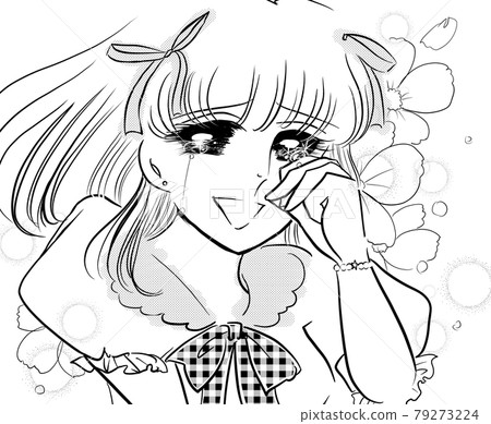 70年代少女漫畫 帶絲帶的美少女 青春歌曲 感動淚水 79273224