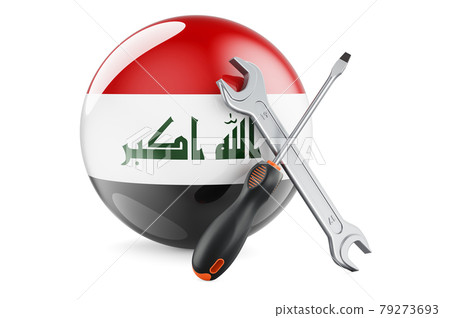 Service and repair in Iraq concept. Screwdriver and wrench with Iraqi flag, 3D rendering Service and repair in Iraq concept. Screwdriver and wrench with Iraqi flag, 3D rendering 79273693