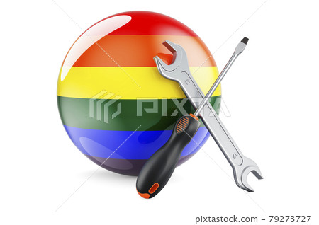 Screwdriver and wrench with LGBT gay flag, 3D rendering Screwdriver and wrench with LGBT gay flag, 3D rendering 79273727