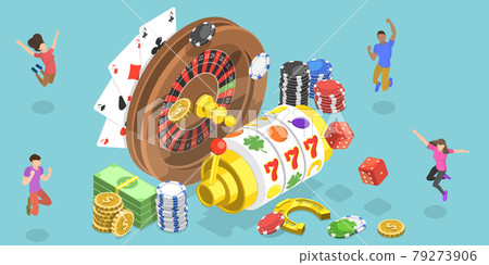3D Isometric Flat Vector Conceptual Illustration of Online Gambling Platform. 79273906