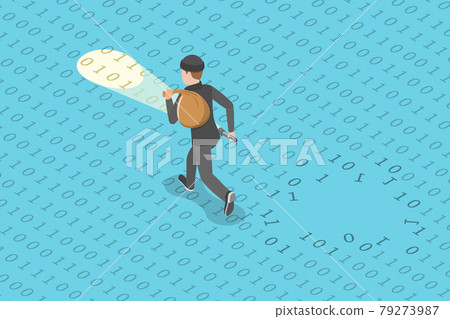3d Flat Isometric Vector Concept of Data Breach, Confidential Data Stealing. 79273987