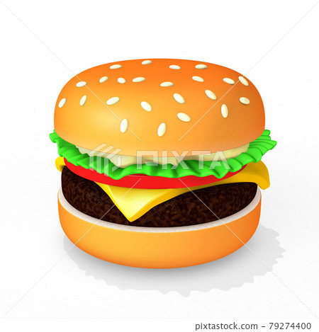 Hamburger illustration on white background 79274400