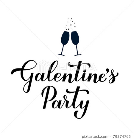 Galentine s Party calligraphy lettering isolated on white. Non official holiday for ladies. Vector template for greeting card poster, postcard, flyer, banner, sticker, t shirt, etc Galentine s Party calligraphy lettering isolated on white. Non official holiday for ladies. Vector template for greeting card poster, postcard, flyer, banner, sticker, t shirt, etc 79274765