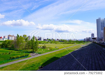 Toyohira River riverbed scenery 79275802