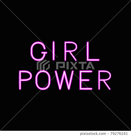 Girl Power 3d neon banner on black background. Inspirational quote. Feminist slogan sign. Feminism and women rights concept. Womens day motivational poster. Vector illustration. Girl Power 3d neon banner on black background. Inspirational quote. Feminist slogan sign. Feminism and women rights concept. Womens day motivational poster. Vector illustration. 79276281