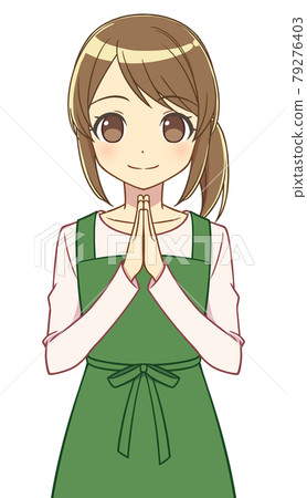 Woman in an apron holding hands 79276403