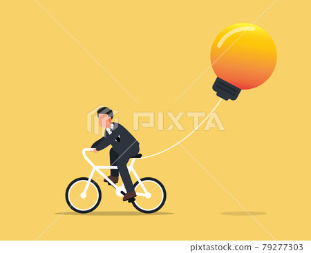 Business biking and pulling ideas bulb. Bicycle and ride concept. Business biking and pulling ideas bulb. Bicycle and ride concept. 79277303