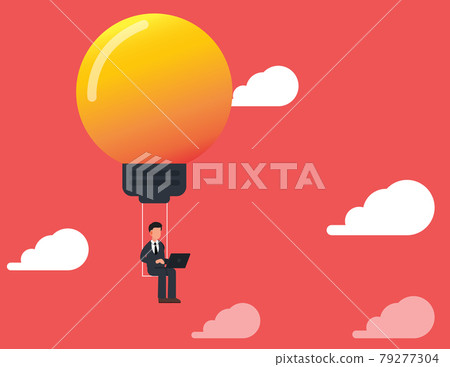 businessman sitting work on a swing light bulbs.Managing, Leadership, Innovation, Success, Ambition, Finance.vector. businessman sitting work on a swing light bulbs.Managing, Leadership, Innovation, Success, Ambition, Finance.vector. 79277304