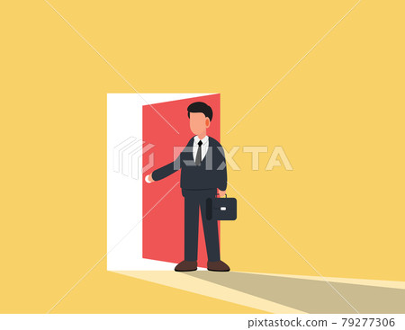 Businessman opening door. Concept business, Challenge, Successful. Businessman opening door. Concept business, Challenge, Successful. 79277306