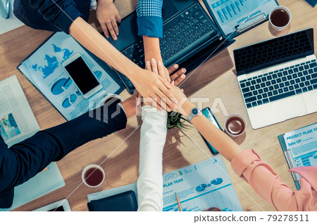 Teamwork business people join hands in meeting. Teamwork business people join hands in meeting. 79278511