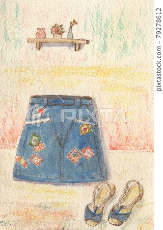 Denim skirt and accessories 79278612