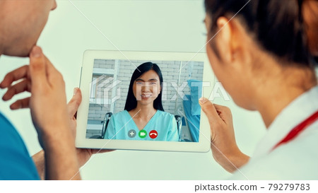 Doctor telemedicine service online video for virtual patient health medical chat 79279783