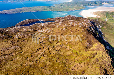 Aerial view of Maghera and Ardara from Slieve Tooey in County Donegal - Ireland 79280582