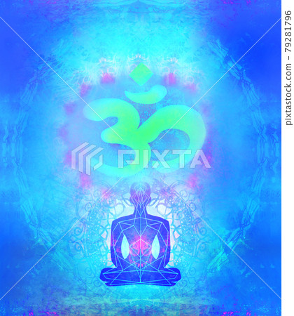 Illustration of a human body in lotus pose - meditating person Illustration of a human body in lotus pose - meditating person 79281796