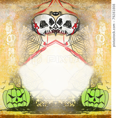 halloween party invitation - evil pumpkins, skulls, blood and spiders halloween party invitation - evil pumpkins, skulls, blood and spiders 79281808