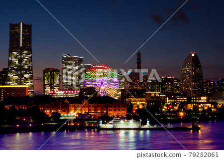 Night view of Minatomirai seen from Yokohama Port Osanbashi 79282061