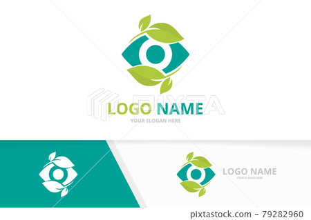 Eye leaf logo design. Creative nature optical logotype template. 79282960