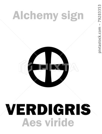 Alchemy Alphabet: VERDIGRIS (Aes viride, viride aevis), vert-de-Grece ("green of Greece"), vert-de-gris ("green of grey"), vert-de-terre ("green of earth")-- green patina. Copper acetate: Cu(CH3COO)2. 79283353