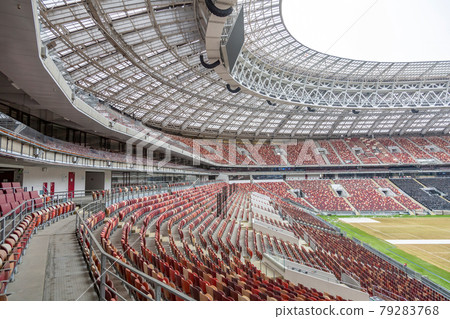 Empty seats on the tribune of a soccer stadium Empty seats on the tribune of a soccer stadium 79283768