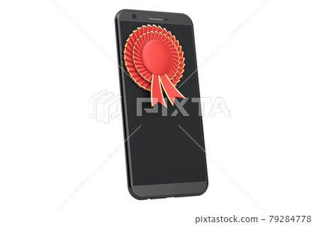 Smartphone with best choice badge, 3D rendering Smartphone with best choice badge, 3D rendering 79284778