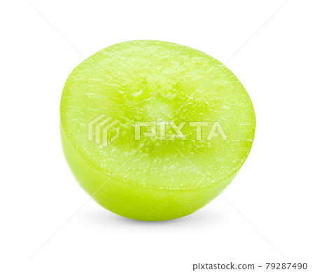 Half of delicious ripe green grape isolated on white background Half of delicious ripe green grape isolated on white background 79287490