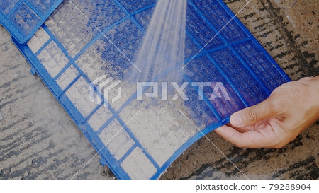 Technician service maintenance to cleaning dirty dust dense on filter air conditioner 79288904