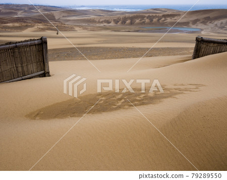 Stormy weather in sand dunes - Tottori Sand Dunes, Japan Stormy weather in sand dunes - Tottori Sand Dunes, Japan 79289550