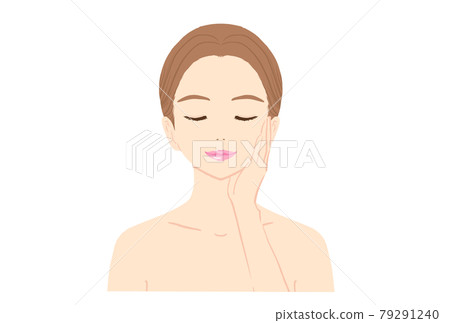 一個年輕女子閉著眼睛放鬆的赤膊插圖 79291240