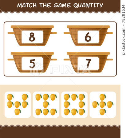 Match the same quantity of mango. Counting game. Educational game for pre shool years kids and toddlers 79291634