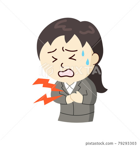 一個穿西裝的女人痛苦地捂著胸口 一個穿西裝的女人痛苦地捂著胸口 79293303