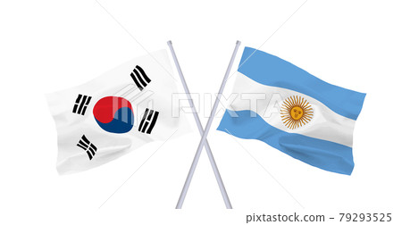 Argentine and South Korean flags Argentine and South Korean flags 79293525