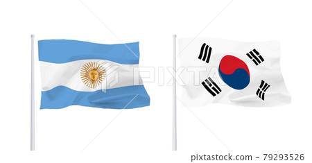 Argentine and South Korean flags 79293526