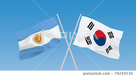 Argentine and South Korean flags 79293530