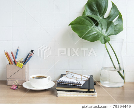 Office desk table with notebooks Office desk table with notebooks 79294449