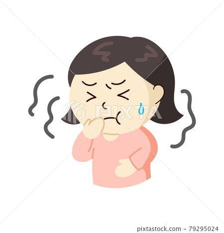 一個感覺不舒服並且可能會嘔吐的女人 一個感覺不舒服並且可能會嘔吐的女人 79295024