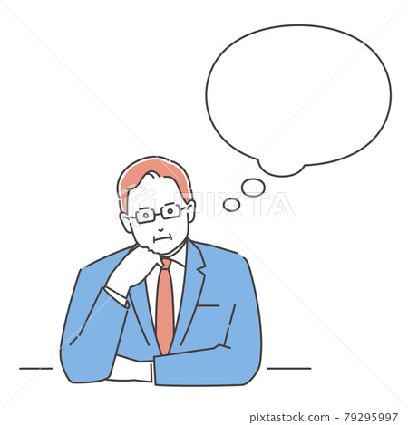 Business person, a man who thinks about his cheeks, three colors on the front Business person, a man who thinks about his cheeks, three colors on the front 79295997