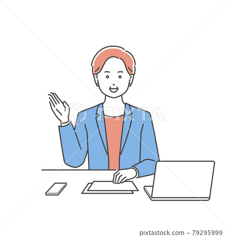 解釋婦女前面 3 種顏色的商務人士 解釋婦女前面 3 種顏色的商務人士 79295999