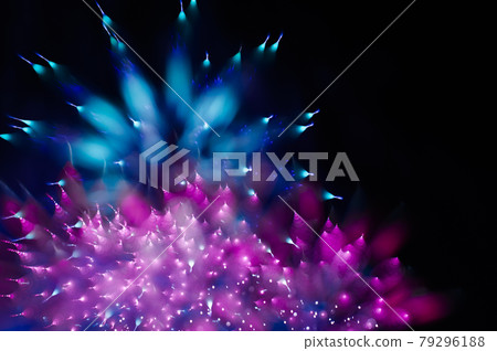 Launch fireworks (split blue pink) taken at the Akakawa Fireworks Festival with a focus shift between exposures 79296188