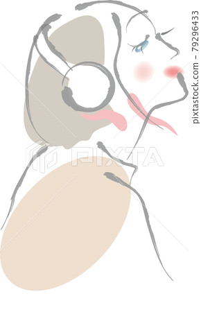A woman wearing headphones and closing her eyes A woman wearing headphones and closing her eyes 79296433