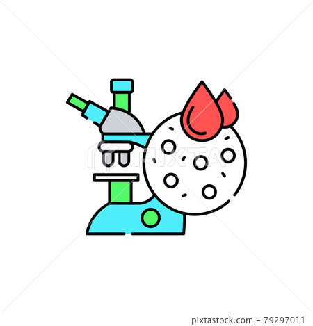 Microscope research line color icon. Diabetes. Medical equipment Microscope research line color icon. Diabetes. Medical equipment 79297011